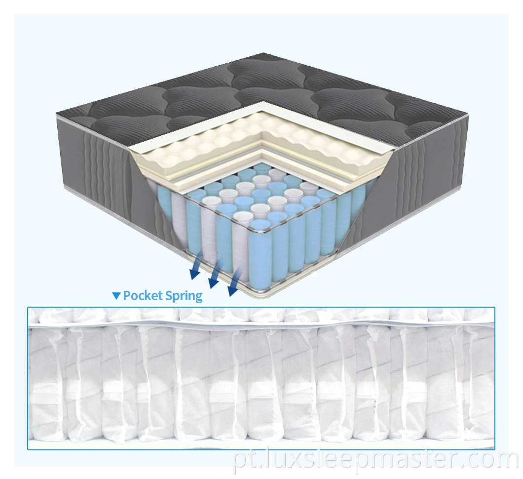 Colchão de cama de látex para dormir por atacado de colchões de molas de bolso para adultos